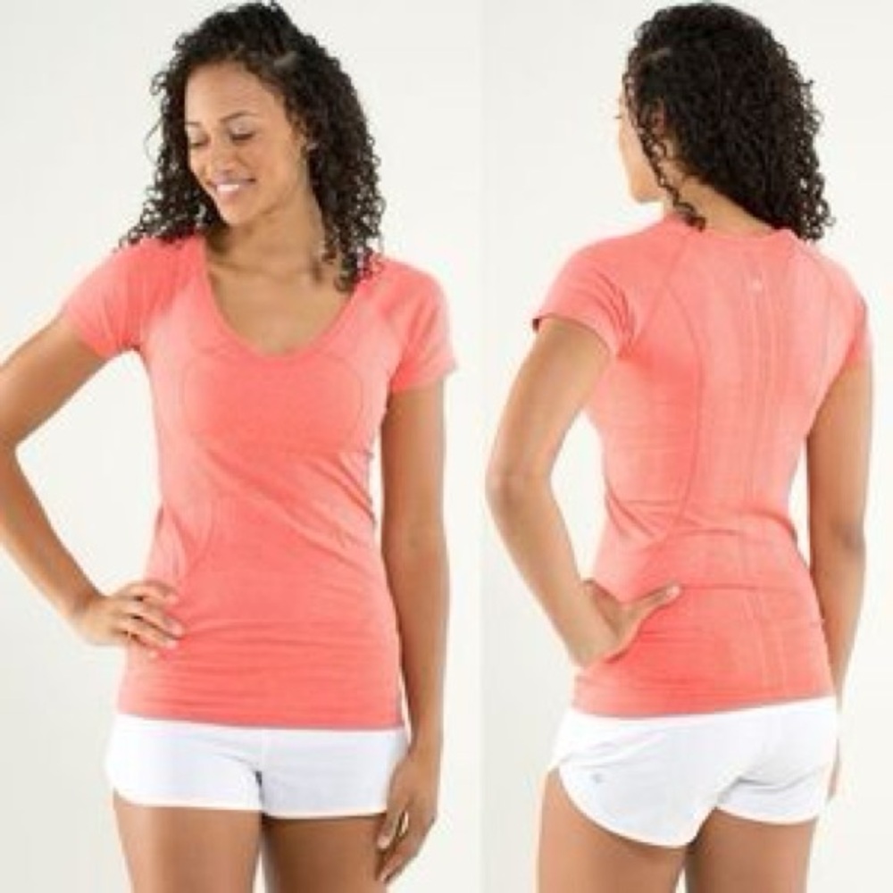 Lululemon Pink Coral Short Sleeve Performance Top | Fits Medium